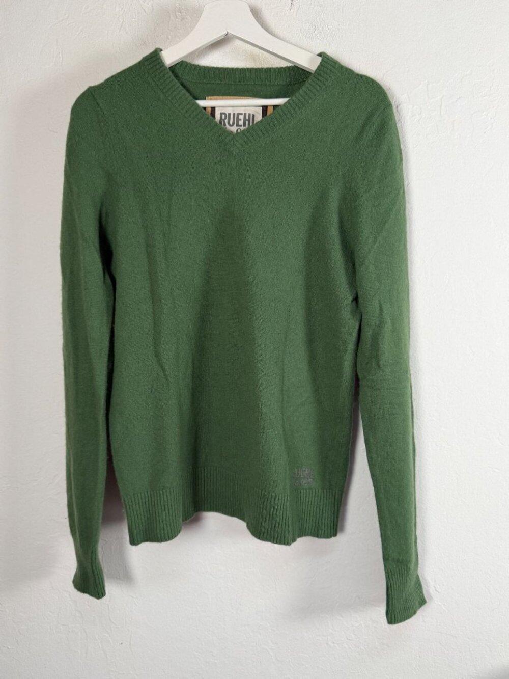 Ruehl No.925 Men Green Wool Cashmere Blend V-Neck Sweater Medium Pullover Casual